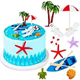 10 Décoration de Gâteau de Plage Hawaïenne Toppers de Gâteaux Parapluie et Chaise de Plage d'Été Toppers de Gâteau de ...