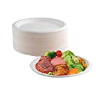 100 pcs Assiette Jetable 15,2cm Assiette Carton Recyclées Assiettes Jetables Bagasse Biodegradable Blanc Assiette en Carton Compostables Vaisselle Jetable