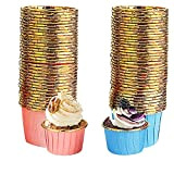 100 Pcs Caissettes Cupcakes en Papier,mini Caissettes à Muffins en Papier,Caissette Muffin Gâteau,Liners Moule Gâteaux,pour Gâteaux, Muffins,Bonbons(Or Bleu,Or Rose)