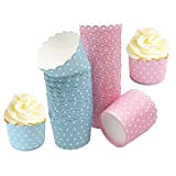 100 Pièces Cupcake En Avec Motif Pois, Emballage Muffin, Cupcake Doublure, Tasses de Papier de Cuisson, Caissettes Cupcake Papier, pour ...