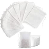 100 sachets | [100% papier] | Sachet de thé à remplir avec cordon filtres pour infusion avec ficelles en papier ...