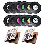 12 sous-Verres en Vinyle avec Enregistrement CD rétro, Dessous de Verre，sous Verre，Rétro Tapis de Table Vinyle pour Boissons Froides Chaudes, ...