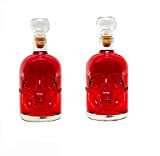 2 bouteilles en verre vides 500 ml Tête de Mort Bouchon Pirates à liqueur caraffe, bouteille à schnaps, crane Vodka ...
