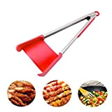 2 in 1 Spatula and Tongs, 2 in 1 Kitchen Spatula and Tongs Non-stick Heat Resistant Stainless Steel Frame Silicone ...