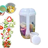 2022 Keep Fit Salad Meal Shaker Cup,Fresh Salad Cup to Go,with Fork & Salad Dressing Holder, Portable Fruit and Vegetable ...