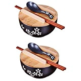 2PCS Vaisselle de cuisine japonaise coréenne vintage bol nouilles bol de riz style japonais bol de nouilles instantanées en céramique ...