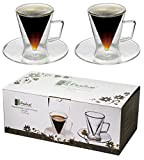 2x tasses à double paroi de 70 ml avec soucoupe, design moderne pour votre espresso - Design protégé et exclusif, ...