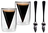 2x verres à double paroi de 70 ml et 2 cuillères, un design moderne pour votre espresso - design exclusif, ...
