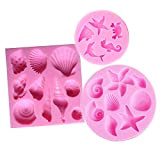 3 Pack Seashell Sea Shell Fondant Mold,Simuer Silicone Baking Mould for Candy Chocolate Cake & Make Your Own Homemade Bar ...