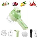 4 in 1 Handheld Electric Vegetable Cutter Set, Electric Mini Food Processor- Vegetable Slicer and Dicer, with Cleaning Brush