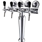 4 Tap Draft Beer Tower Adjustable Faucet Stainless Steel Kegerator Tower for Home and Bar T-Type Beer Dispenser Beer Dispensing ...