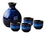 5 Pc Set Japonais Sake Cup Set Bleu Marine Artisanat Tasse en céramique Verres à vin, Verre à vin Set ...