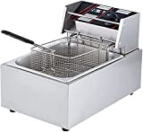 6L Electric 2500W Countertop Stainless Steel Deep Fat Fryers with Basket Lid Kitchen Fat Fryer for French Fries Donuts Chicken
