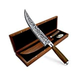 adelmayer® Couteau damassé - Couteau de découpe (lame : 26 cm) en acier damassé japonais (affûté à la main & ...