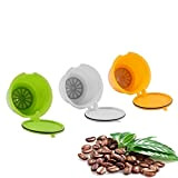 AEUWIER Capsule de café rechargeable réutilisable, 3 dosettes de café Dolce Gusto colorées, tasses de filtre à café sans BPA ...