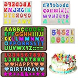 AIFUDA Lot de 5 moules en silicone pour bonbons, lettres et chiffres avec décorations de gâteau d'anniversaire et symboles pour ...