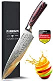 AIRENA Couteau Chef, Couteau Cuisine Professionnel 8"- Couteau japonais - Acier inoxydable allemand - Meilleur rapport qualité prix avec étui ...