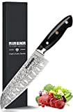 AIRENA Couteau Japonais Santoku - 7" Couteau de Cuisine - Lame en Acier Allemand X50CrMov15 & Full-Tang Ergonomique Manche Pakkawood ...