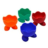 AiSi Lot de 4 Coquetiers en Silicone Portable (Vert Orange Bleu Rouge) œufs Tasse Support d’ étagère Tampon Plateau de ...