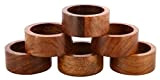 Ajuny Lot de 6 ronds de serviette décoratifs en bois faits à la main 3,8 cm