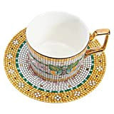 Alipis Cup and Saucer Set Coffee Cup Tea Cup Golden Trim Tea Mug Tea Serving Cups with Handle Afternoon Tea ...