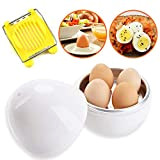 Aloskart Cuiseur à œufs pour Micro-Ondes, sans BPA et sans mélamine, Insert en Aluminium pour 4 œufs, Coupe-œufs Inclus