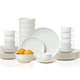alpina Vaisselle - 40 pièces - 8 personnes - Porcelaine - Avec assiettes, assiettes à dessert, bols, soucoupes et tasses ...