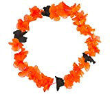 Alsino Chaîne hawaïenne - Diamètre : 50 cm - Fleurs en tissu serrées - Orange fluo et noir