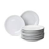 AmazonCommercial Service d’assiettes à dessert, 12 pièces, Porcelaine, 17,78 cm, Blanc
