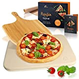 AMAZY Pierre à Pizza pour Four à Pizza et Gril - avec Pelle à Pizza Bois, Papier Cuisson Réutilisable et ...