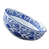 Angoily 9Inch Bols Chinois Bleu Et Blanc Gros Pâtes Servantes Bols en Céramique Japonais Nouilles Nouilles en Porcelaine