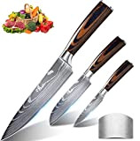 Anhichef Couteau Cuisine, Couteau de Chef Santoku en German Acier Carbone Inoxydable Couteau Paring- Ultra Tranchante couteaux de cuisine - ...