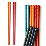 AOOSY Lot de 5 paires de baguettes japonaises réutilisables en fibre de verre - Multicolore - Passe au lave-vaisselle - ...