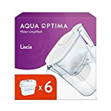 Aqua Optima Liscia Carafe Filtrante et 6 Cartouche Filtrantes Evolve+ 30 Jours, Capacité 2,5 litres, Pour la Réduction des Microplastiques, ...