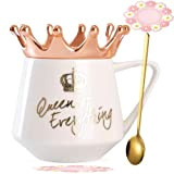 Arawat Queen of Everything Tasse avec Couvercle Douce Tasse Cadeau avec Couronne Blanc Tasse à café avec cuillère & Dessous ...