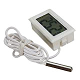 ARCELI Digital LCD Thermomètre Moniteur de Température avec Sonde Externe pour Réfrigérateur Congélateur Réfrigérateur Aquarium - Blanc