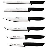 Arcos Lot de 6 couteaux de cuisine professionnels en acier inoxydable Manche noir Ustensiles de cuisine Série Niza Passe au ...