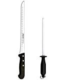 Arcs. Couteau à Jambon Flexible avec alvéoles + chaira pour aiguiser, Set 280 mm Noir