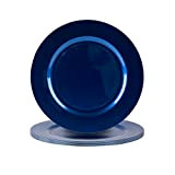 Argon Tableware 6 pièce métallique Chargeur microplaques - Fini métallique - 33cm - Bleu