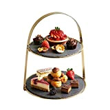 Artesa 2-Tiered Cake Stand with Round Slate Serving Platters, 29.5 x 29.5 x 35 cm (11.5" x 11.5" x 14") ...