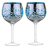 Artland - Lot de 2 verres à gin filigranes - Verres bleu électrodéposés, finition argentée miroir, coffret cadeau pour le ...