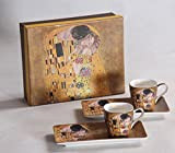 Atelier Harmony Gustav Klimt Set à expresso Le baiser Beige 4 pièces