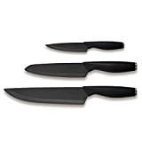 Ausker - Couteaux Céramiques Cuisine, Couteau de Chef, Santoku et d'Office, Lames Haute Performance Haute Qualité (Set de 3)