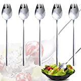 AWYY 5 Pièces Cuillère Fourchette 2 en 1, Salad Forks, Stainless Steel Fork Spoon, Sporks, Dinner Fork pour le Camping ...