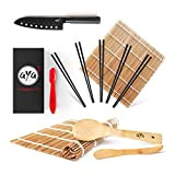 AYA Kit à Sushi - Nattes de Première Qualité - Bambou 100% Naturel - Kit Bambou avec Couteau à Sushi ...