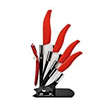 B-black® Lot de 6 couteaux en pure céramique de haute qualité (rouge)