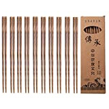 Baguette bois japonaise 10 paires de baguettes chinoises réutilisables sans cire, peinture