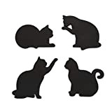 Balvi Dessous de Verre Cat Couleur Noir Set de 4 sous-Verres en Forme de Chats Comprend des aimants S