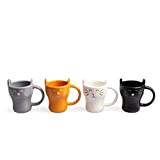 Balvi Service à café Meow! 4 Tasses en Forme de Chat Capacité: 90ml (x4) Céramique