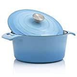 BBQ-TORO Cocotte | 4,0 l, Ø 24 cm, | Casserole en Fonte émaillée avec Couvercle | Compatible Induction (Bleu)